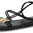 Jelly Shoes for Women Jelly Mesh Flat Sandals Closed Toe Round Toe Slides Flats Slip on Summer Slippers Mules (Black)