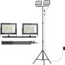 LIVOWALNY 22000 Lumens LED Work Lights with Stand, 2 Adjustable Head 220W Tower Light with 13FT Cord, Portable IP65 Waterproof Tripod Flood Light for Workshop Garage Construction Mechanics Lighting