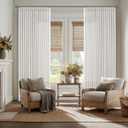 Pleated Semi Sheer Linen Curtains 108 Inches Long 2 Panels Beige White Floor Ceiling Double Pinch Pleat Back Tab Boho Light Filtering 9FT for Large Window Office Living Room Bedroom Aesthetic Decor