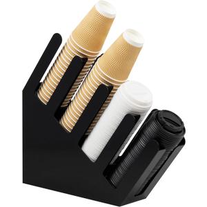 Mind Reader Cup and Lid Dispenser, Countertop Org, Coffee Bar, Beverage Cup, Kitchen, Breakroom, 4"L x 18"W x 16"H, Black