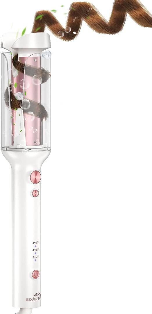Automatic Curling Iron, 1.25-Inch Auto Rotating Hair Curler for Medium to Long Hair, Automatic Shut-Off, Anti-Scald, Anti-Tangle, Cold Air Anti Damage Shaping - Dual Voltage for Worldwide Travel