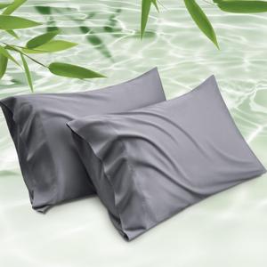 Bedsure King Size Pillow Cases Set of 2, Cooling Pillow Cases King, Rayon Derived from Bamboo Dark Grey Pillowcases, PureWoven Silky Soft Bedding Pillow Covers with Envelope Closure, 20x36 Inches