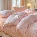 Nayoroom Gingham Duvet Cover Full Size Pink White Plaid Checkered Comforter Cover Grid Farmhouse Bedding Set 3 Pcs Soft Breathable Washed Microfiber Gifts for Women Men