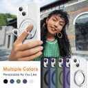 360 Rotatable Magnetic Ring Kickstand for iPhone 15 Case [Non-Slip Texture Edge] [Compatible with MagSafe] [Military Shockproof] Translucent Matte Soft Silicone Bumper Slim Cover, 6.1'', White