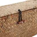 Seagrass Storage Basket for Bathroom - Toilet Tank with Lid, Wicker Woven Narrow Basket for Organizing (13" x 5" x 4.3")