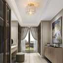 Gold Ceiling Lamp, Semi Flush Mount, Small Crystal, Entryway Chandelier for Dining Room, Bedroom, Kitchen