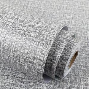 2 x TANONE Dark Gray Wallpaper PVC Self-Adhesive Peel and Stick DIY Wallpaper Faux Imitation Cloth Vinyl Film Wall Paper Solid Color Decorate Furniture (15.8 in X 118 in)
