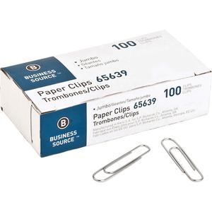 Business Source Paper Clips, Jumbo, .041 Wire Gauge, 100Pcs, 1 Pack