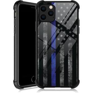 DJSOK Compatible with iPhone 12/12P Case Design Pattern Back Bumper Anti Scratch Reinforced Corners Soft TPU Caver, Cases for Men Women-American Police Flag