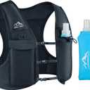 Running Vest for Women Men, USA Original Patent, Adjustable Chest Straps Running Hydration Vest with 500ml Soft Flask, Lightweight Breathable Reflective Running Vest for Marathon (Medium-Large, Black)