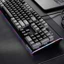 Hexgears GK735 Wired Full Size Mechanical Keyboard, Aluminum Housing Built for Gamers w/Kailh Box White Switch, White Backlit + Surrounded by RGB Light Strip, 104 Keys Gaming Keyboard for PC/Mac
