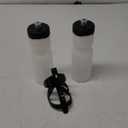 Bike Water Bottle Holder & Bottle Combo – 2-Pack 22 oz Sports Squeeze Bottles with Pull Top Cap & Easy-Install Bike Cage – Made in USA – 50 Strong Brand