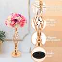 Wesiti 10 Pcs Crystal Gold Flower Stand Elegant Metal Flower Arrangement Stand with Chandelier Crystals 17.7" Tall Gold Vase for Centerpieces Wedding Reception Hotel Favor