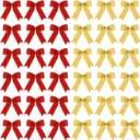 Sumind 36 Pieces Red Gold Christmas Tree Glitter Bows, 5 x 4 Inch Tie Ribbon Twist Tie Bows for Treat Bags Gift Wrapping Basket Wedding Birthday Valentine Christmas Tree Wreath Garland Decoration
