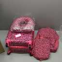 Redbaker 17 Inch 6 Pcs Kids Luggage Set Kids Rolling Luggage Double Pattern Suitcase for Boys Girls (Hot Pink, Leopard Print Style)