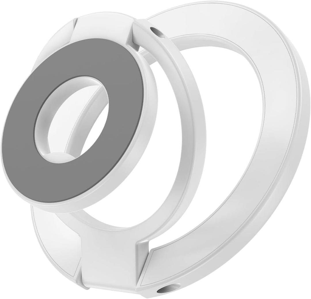Magnetic Phone Grip Stand for iPhone 17/16e/16/15/14/13/12 Pro Max, Double Adjustable Gym Finger Ring Grip MagSafe Ring Holder with Kickstand for Samsung Galaxy S25/S25 Ultra/S25 Plus/S24 FE/S24 Ultra (white)