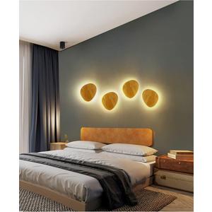 3 Pack Round Warm White LED Wall Sconce Lighting Lamps Indoor Wooden Wall Lights Fixture Night Lamp for Living Room Bedroom Hallway Kitchen Bathroom Home Decor (Irregular-7.5"-8W)