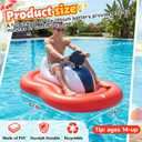 Motorized Pool Float for Adult, Motorcycle Inflatable Pool Lounger Chair River Tube Floating with Pusher Handles Cup Holder and Pump Waterproof for Party Beach Lake Outdoor, 62.9 x 37.4"