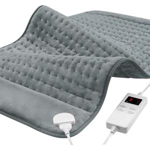 12"x24" Heating Pad, Electric Heating Pads for Neck and Shoulders and Back Pain Cramps Relief, Portable Heating Pad Birthday Christmas Gifts for Women, Men, Wife, Dad (Gray)