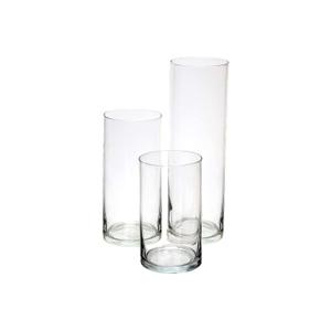 Cylinder Glass Vase (Set of 3, Clear)