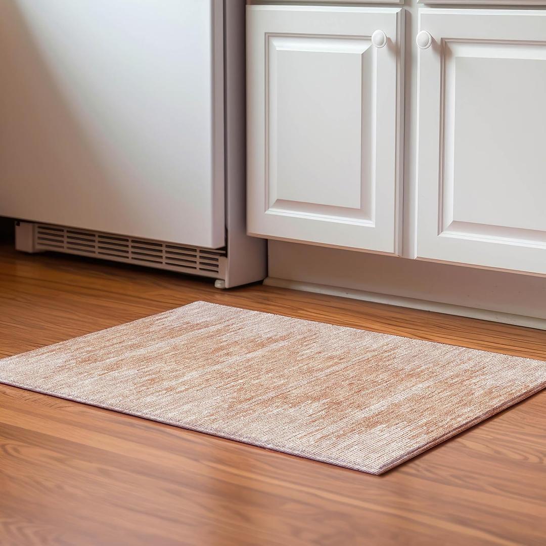 Addison Rugs Mayfield AMF647 Salmon 1'8" x 2'6" Indoor Premium Machine Washable Rug, Silky Soft, Easy Clean, Non Shedding, Bedroom, Living Room, Dining Room, Kitchen, Patio Rug