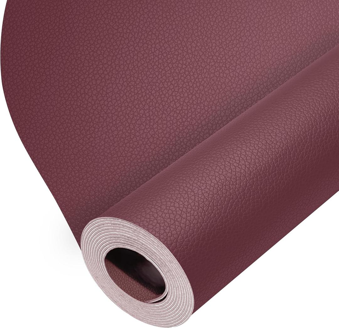 ONine Leather Repair PatchLeather Repair Tape, 12 x 48 inches Leather Repair Patch for Furniture,Vinyl Repair kitLeather Couch Patchfor Sofas,Furniture,car Seats,Chairs(Wine red-Litchi Grain)