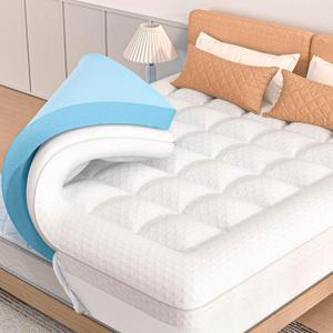 Mattress Topper Queen Size, 3 Inch Queen Mattress Topper Dual Layer, 1 Inch Pillow Topper and 2 Inch Cooling Gel Memory Foam Mattress Topper for Back Pain (Queen (60"x80"))