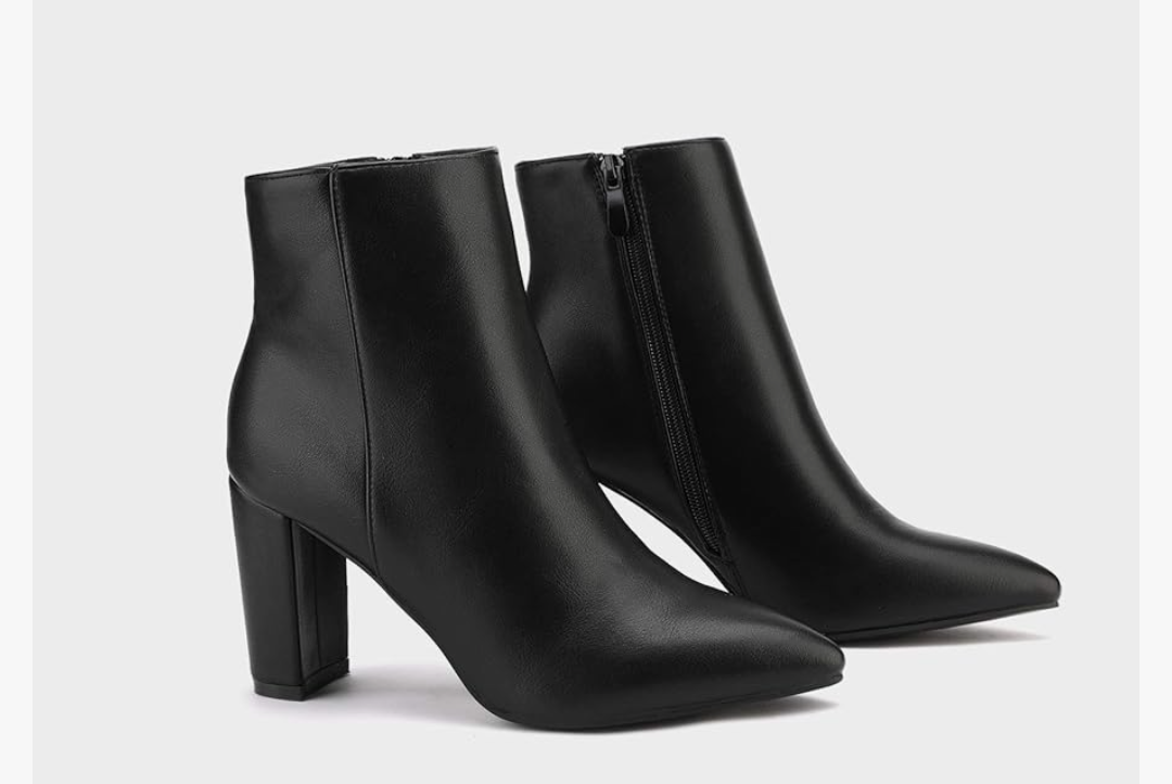 DREAM PAIRS Women's Chunky Heel Ankle Booties Pointed Toe Short Boots, Size 9.5