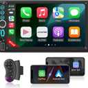 Double Din Car Stereo Apple Carplay Radio Screen for Car Audio Receivers, Bluetooth Car Play Android Auto 7" Touchscreen, Car Radio Support Bluetooth, SWC, Mirror Link, FM, Type-C