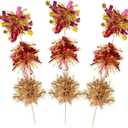 40Pcs Foil Firework Cupcake Toppers, Sparkle Tinsel Flower Drink Stirrers, Gold Sparkle Cake Decorations, Cocktail Food Fruit Toothpicks for Christmas Party Birthday Wedding Graduation Supplies