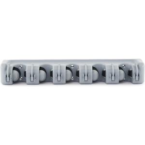Broom Holder with 5 Holding Positions & 6 Hooks, Easy Wall Mount Storage for Organizing Garage or Closet (1 Count (Pack of 1))