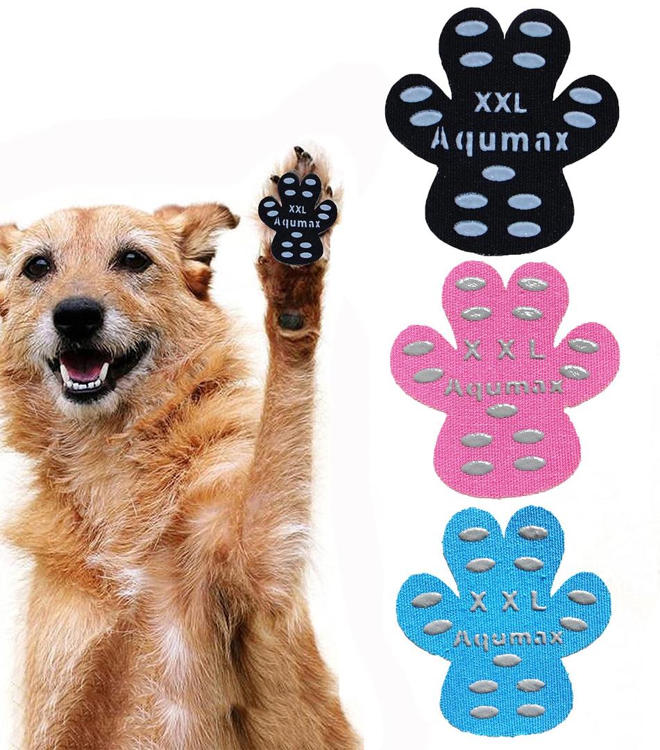 Aqumax Dog Paw Protector AntiSlip Pads,Toe Grips for Senior Dogs,Paw Grips Traction Pads for Slippery Hardwood Floors,Essentials for Senior Dogs,12 Sets (48 pcs) XL Black
