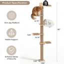Tall Cat Tree, 5 Tier Floor Cats Tower, Wall-Mounted Kitten Sisal Scratching Post, with Cozy Hammock, Suitable for Climb, Scratch, Lookout and Play (Wall-Mounted)
