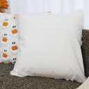 Halloween Ghost Pillow Covers 18x18 inch Set of 2 White Soft Plush Faux Fur Decorative Cushion Covers for Couch Sofa Bed Porch Living Room Halloween Decor (Pumpkin Gost)