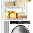 Ulif U11 Mini Over Washer and Dryer Shelves, 3 Tiers Laundry Room Storage and Organizer Standing Shelf, Metal Freestanding Clothes Drying Rack, 28.3W x 19.7D x 77.6H, White