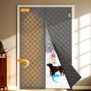 Yotache Magnetic Thermal Insulated Door Curtain Fits 40 x 80 inch Doors, Curtain Size 42" x 82" Weatherproof Oxford Material Screen Door Covers Keep Cold Drafts Out, Gray