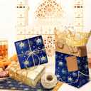 100 Sheets Eid Mubarak Tissue Paper Yellow Blue Eid Al-fitr Gold Mosque Moon Star Patterns Wrapping Tissue for Ramadan Theme Party Decoration Paper, DIY Crafts Supplies