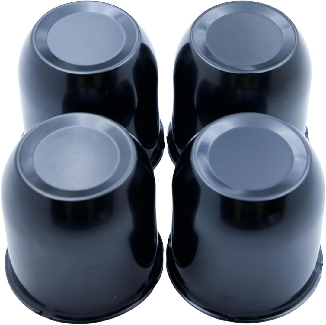 4 Push Through Black Wheel Center Caps for Trailer Wheel Rims 3.25" Center Bore