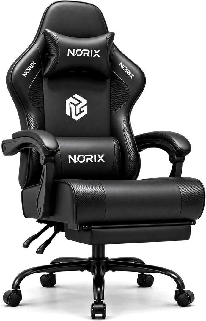 Video Gaming Chair for Adults with Footrest, Ergonomic Computer Chair,Black
21-Inch Wide Seat, 330 lb Heavy Duty Load Capacity, Headrest, Adjustable Height, Reclining Backrest for Office or Gaming