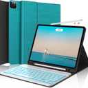iPad Air 11 inch Case with Keyboard (M2) 2024, Detachable Bluetooth Keyboard, 7 Colors Backlit, Smart Protection Cover with Pencil Holder for Air 5th/4th 10.9 & iPad Pro 11 4th/3rd/2nd/1st Gen Green