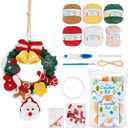 Alvian DIY Crochet Christmas Wreath Kit - Complete Beginner-Friendly Set with Garland, Pom Poms & Video Tutorial | Handmade Holiday Door Decor, Wall Hanging & Gift Idea