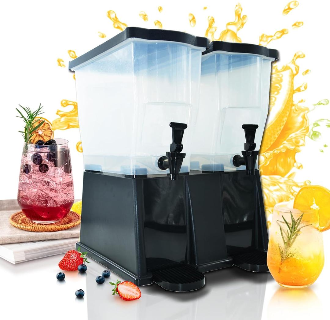 CLIVIA 6 Gallon Iced Beverage Dispenser, Commercial Drink Dispenser for Parties, 22L Plastic Juice Dispenser with Spigot Lid Black Base Water Dispenser for Restaurants, Parties