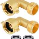 Garden Hose Connector 90 Degree Brass Garden Hose Elbow Solid Brass Adapter (2Pcs)+ Extra 4 Pressure Washers