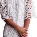 PRETTYGARDEN Women's Summer Off Shoulder Dresses Floral Lace Flare Short Sleeve Spring Vintage Elegant Mini Dress, XL