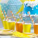 100 Packs Orange Biodegradable Striped Paper Straws, Disposable Drinking Straws for Birthday Carnival Summer Pool Party Wedding Baby Shower Halloween Christmas Party Decoration Supplies