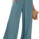 ANRABESS Womens Linen Pants 2025 Summer Casual Loose Wide Leg Palazzo Pants High Waist Flowy Beach Trousers Work Outfits Lake, Small