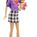 Barbie Skipper Babysitters, Inc Set with 9-in Brunette Skipper Doll, Baby Doll & 4 Storytelling Pieces for 3 to 7 Year Olds