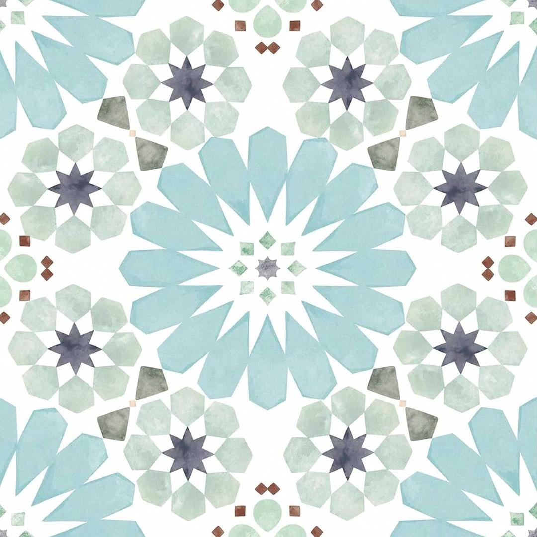 10PCS Peel and Stick Floor Tile Blue Vinyl Flooring, Peel Stick Floor Tiles for Bathroom, 8" x 8" Removable and Waterproof Flooring Tiles, Stick on Floor Tiles for Bathroom, Kitchen