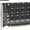 M.2 PCIE Adapter Card, 4 Port M.2 NVMe SSD to PCIE X16 M Key Hard Drive Converter Reader Expansion Card PC Internal Expansion Card Pcie Nvme Adapter (ph44