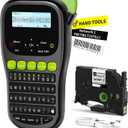 Label Maker Waterproof-Labels, Wire Cable Label Maker, Labeler Machine with Tapes Laminated, H1100 Handheld Labeling Maker with Backlit-LCD & One-Touch Key, Home Industrial Office Organization (Black)